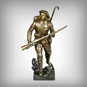 Bronze "the Alpine Hunter", Signed E. Carlier - Late 19th Century