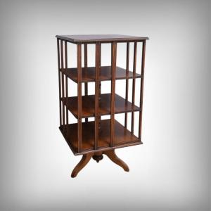 Large Revolving Bookcase In Solid Mahogany - Late 19th Century