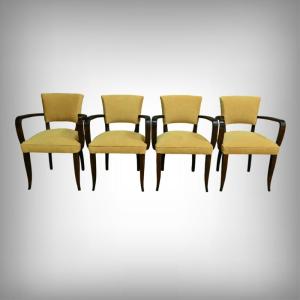Set Of 4 Bridge Armchairs, Art Deco, J.leleu Style – 1940