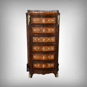 Louis XV Style Rosewood And Rosewood Marquetry Chest Of Drawers – 2nd Part Of The 19th Century