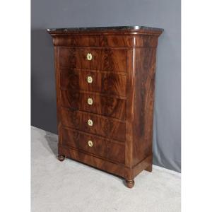 Mahogany Burl Chest Of Drawers, Restoration Period – Early 19th Century