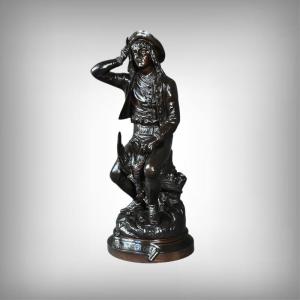 Bronze Sculpture "the Hen With The Golden Eggs" Signed Goelzer – Late 19th Century