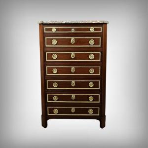 Mahogany Veneer Chest Of Drawers, Louis XVI Period – Late 18th Century