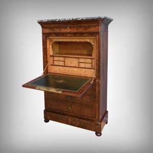 Mahogany And Burr Mahogany Secretary Desk, Restoration Period – First Part Of The 19th Century