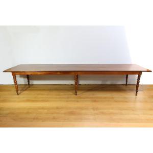 Important Oak And Walnut Community Table – Late 19th Century