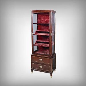 Small Mahogany Display Cabinet, Louis XVI Style – Late 19th Century