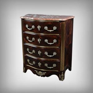 Rosewood Marquetry Commode, Regency Style, Napoleon III Period – Mid-19th Century