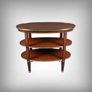 Three-tier Mahogany Serving Cart, Louis XVI Style – 1900