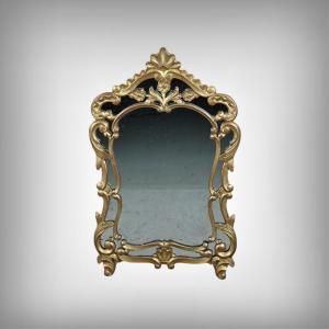 Giltwood Mirror With Parcloses, Louis XV Style, Napoleon III Period – Mid-19th Century