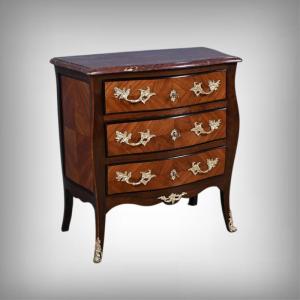 Small Marquetry Commode, Louis XV Style – Mid-19th Century