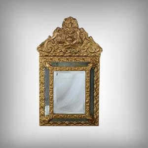 Small Repoussé Brass Mirror With Parcloses – 1900