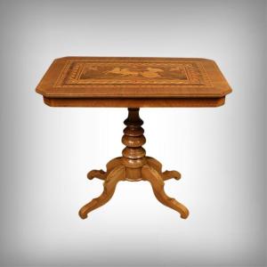 Cherry And Walnut Coffee Table, Restoration Style – Late 19th Century