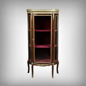Small Mahogany Display Cabinet, Louis XV-louis XVI Transitional Style – Early 20th Century