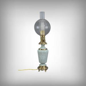 Electrified Celadon Oil Lamp, Napoleon III Period – Second Half Of The 19th Century