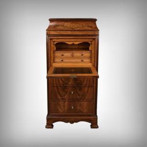 Small Secretary/chiffonier In Mahogany Burl And Lemonwood – 1900