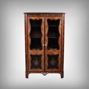 Display Cabinet In Marquetry Of Precious Woods, Louis XV-louis XVI Transition Style – First Half Of The 19th Century