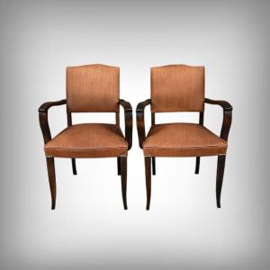 Pair Of Bridge Chairs In Beech - 1940