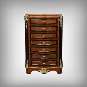 Inlaid Secretary Desk In Precious Woods, Napoleon III Period – Mid-19th Century