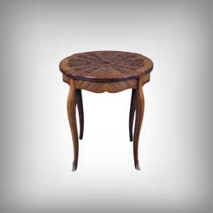  Marquetry Side Table, Louis XV Style – First Half Of The 20th Century