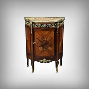  Small Louis XVI Style Marquetry Parlor Cabinet – Mid-19th Century