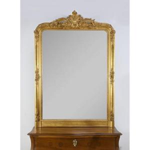  Important Giltwood Mirror, Louis XV Style – Early 19th Century