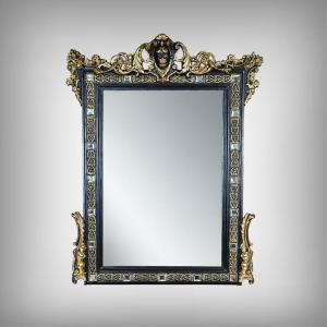 Important Mirror With Pediment, Napoleon III Period – 2nd Half Of The 19th Century