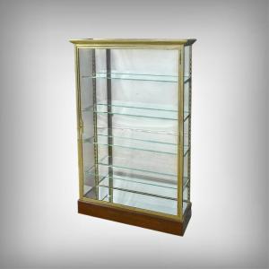 Brass Display Case With Mirrored Back - Early 20th Century