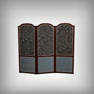 Fabric, Mahogany And Rosewood Screen – 1900