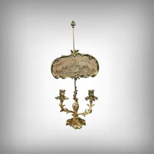 Gilt Bronze Screen Chandelier, Louis XV Style – Mid-19th Century