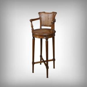 Swivel High Chair In Beechwood, Louis XVI Style – 1900