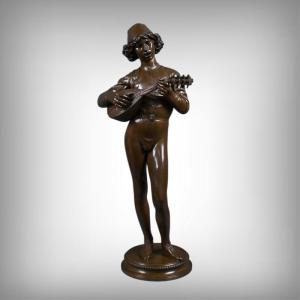Important Bronze Sculpture "the Florentine Singer" Signed P. Dubois – 1865