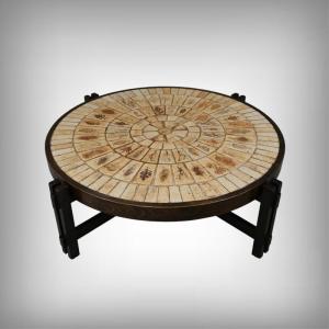 Coffee Table Signed R. Capron, Les Herbiers Collection, Vallauris – 1960