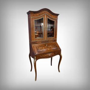 Scriban Desk In Rosewood, Napoleon III Period - 2nd Half 19th Century