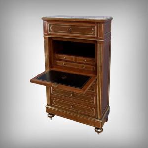 Mahogany Secretary, Louis XVI Style, Napoleon III Period - 2nd Half 19th Century