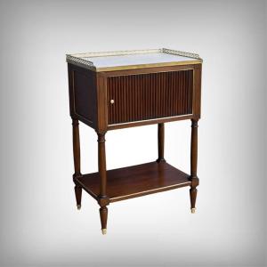 Mahogany Curtained Lounge Table, Louis XVI Style - Mid-19th Century