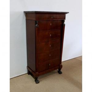 Consulate Chiffonier In Mahogany And Burl Mahogany - Early Nineteenth