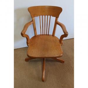 Adjustable Office Armchair, In Solid Light Oak - 1940