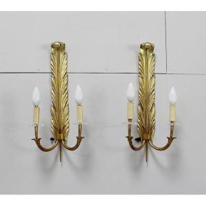 Pair Of Gilt Bronze Sconces - 1950