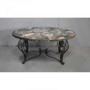 Marble And Wrought Iron Coffee Table – 1950
