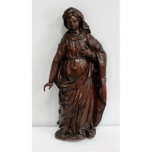 Oak Statue Of A Saint - Nineteenth