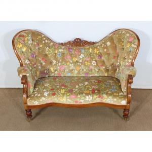 Small Wing Sofa In Cherry, Restoration Period - Early 19th Century