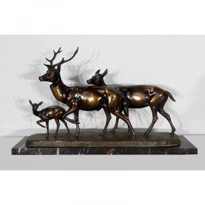 Important Subject 'the Deer Herd', By M. Leducq - Early Twentieth