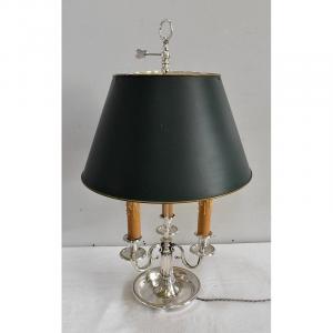 Important Bouillotte Lamp In Silver Metal, Louis XVI Taste - Late Nineteenth