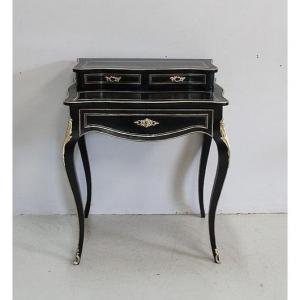 Rare Small Lady Louis XV Desk In Blackened Wood - Napoleon III Period