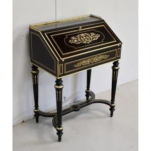 Small Slope Desk In Blackened Pear Tree, Napoleon III Period - Early 19th Century