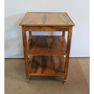 Rolling Trolley In Blond Walnut, Directoire Taste - 1st Part Of The Nineteenth