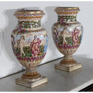Pair Of Capodimonte Vases - Late Nineteenth