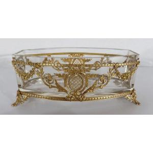 Small Glass And Brass Planter, Louis XVI Style - 1900