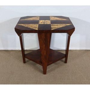 Art Deco Pedestal Table In Mahogany And Rosewood - 1940