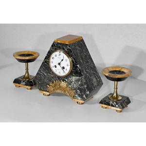 Marble And Bronze Fireplace Trim, Art Deco - 1920